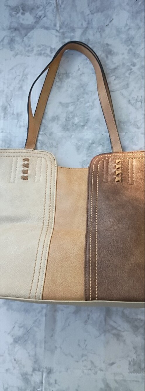 Montana West Two-Tone Beige and Brown Shoulder Bag